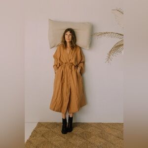 Long Robe in Toffee linen (OS)